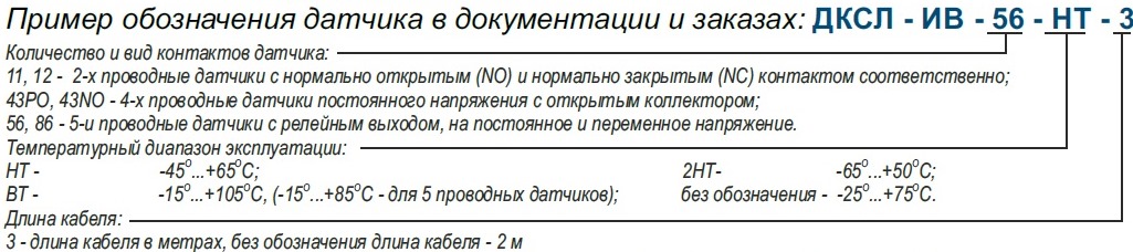 Пример обозначения датчиков ДСКЛ-ИВ