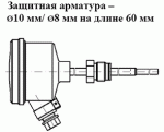 ТСМУ 029, ТСПУ 029  с подвижн. штуц. М20х1,5, с защитн. армат. диам. 10 мм с переходом на диам. 8 мм на длине 60