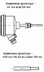 ТСМУ 029, ТСПУ 029  с защитной арматурой диам. 5 или диам. 6 (или защитная арматура диам. 10 с переходом на диам. 6 на длине 160 мм).