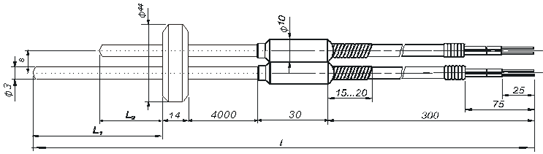 Кабельный линзовый преобразователЬ термоэлектрический хромель-копелевыЙ ТХК 9901